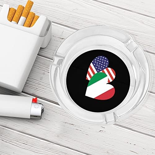 Italia American Heart Flag Frumos modelată de sticlă groasă de sticlă Clasică Clasică Round Ciilograme Birou Oficiul Desktop