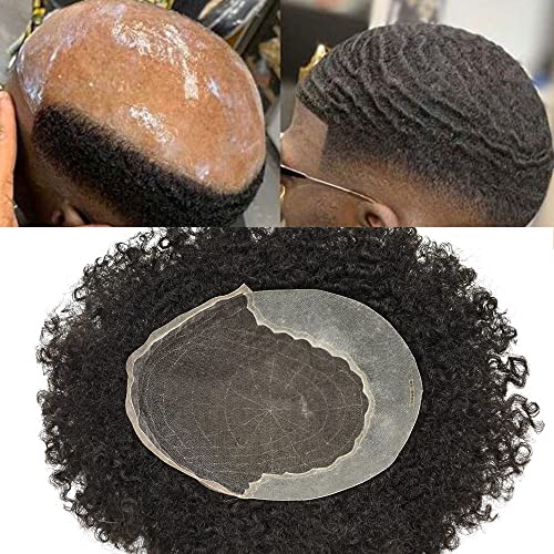 Păr liric Afro perversă Perucă Pentru bărbați negri Afro Gri cret Mens Perucă Păr Uman dantelă transparentă afro-American Afro
