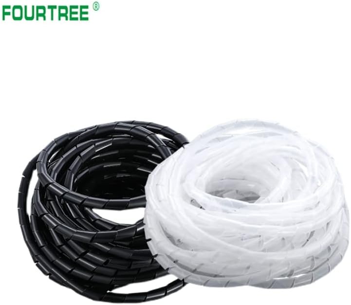 1Roll alb / negru sârmă de lichidare ștergeți spirala Wrap Sleeving Tube pe 4mm-30mm ignifug Cablu de protecție rana furtun